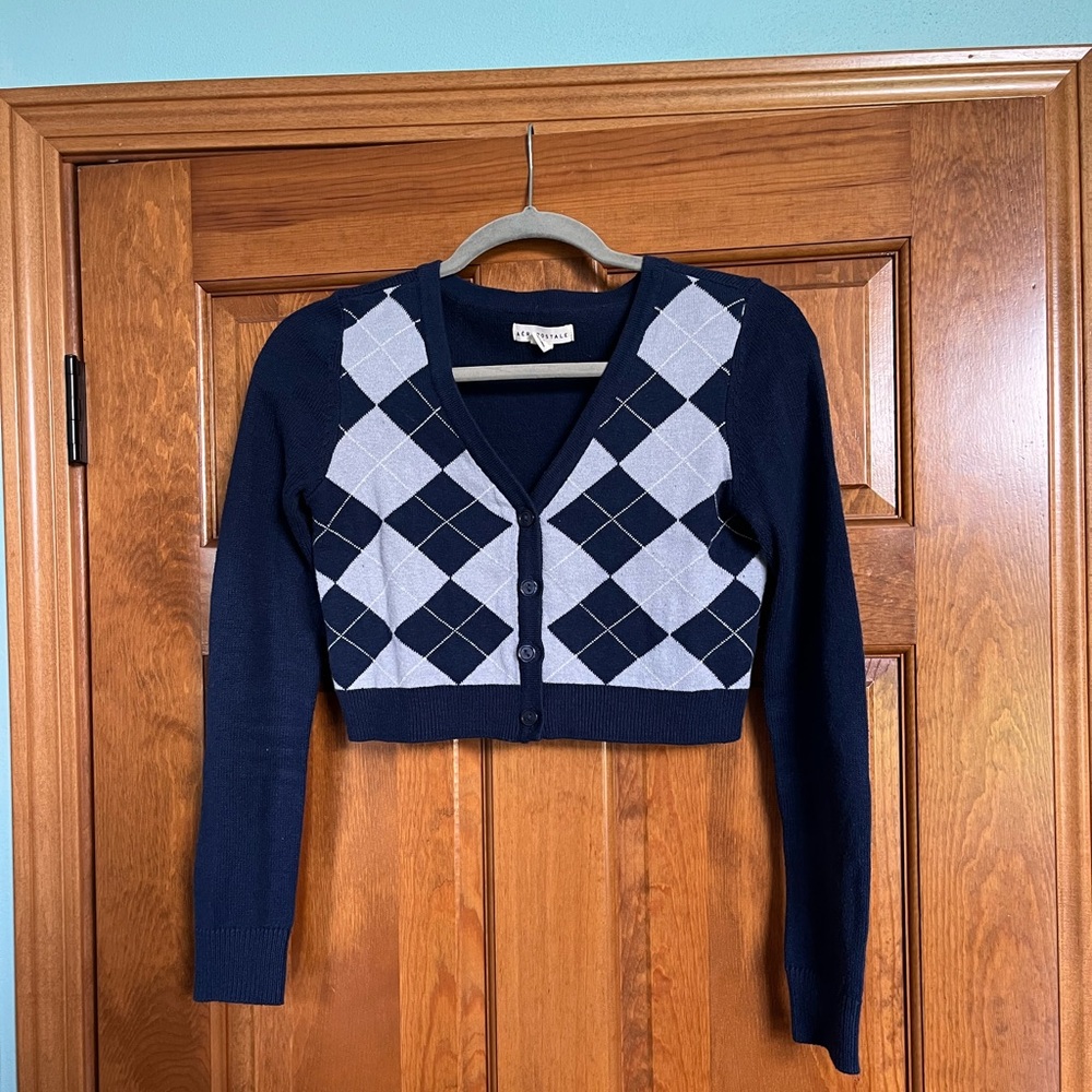 Cropped button-up sweater